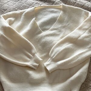 Elegant Cream V-Neck Sweater